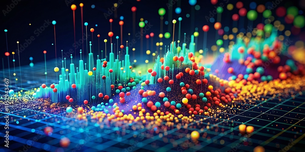 Aufkleber 3d scatter plot data visualization: high-resolution rendered illustration