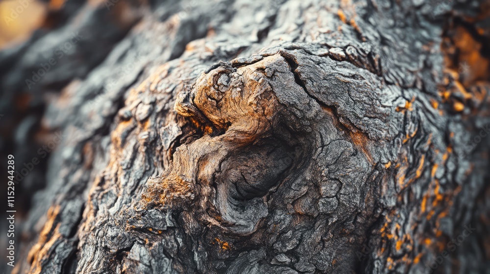 Poster rustic close-up of weathered tree bark displaying intricate natural textures and patterns