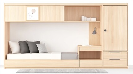 Modern Minimalist Bedroom Built-in Furniture Design