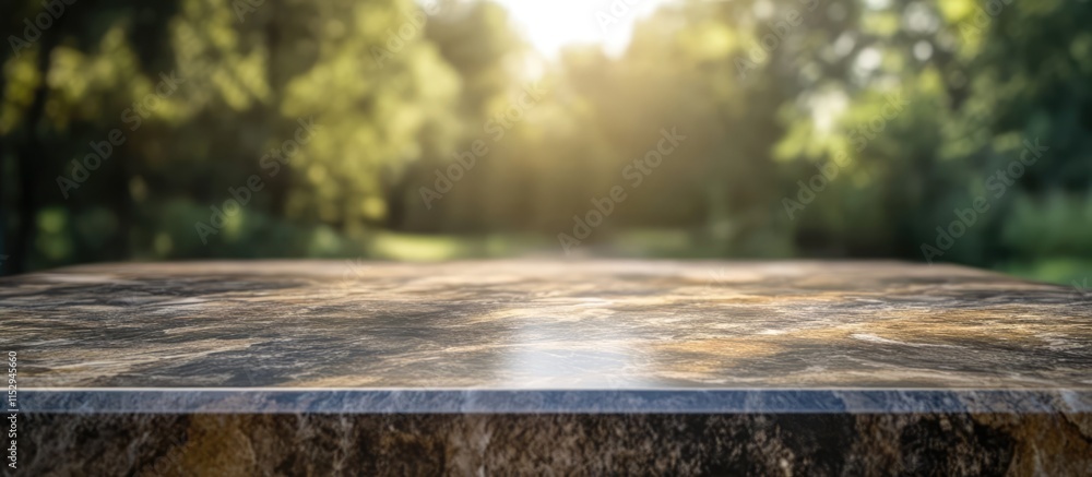 Poster elegant natural stone tabletop with soft bokeh background perfect for product display and showcasing