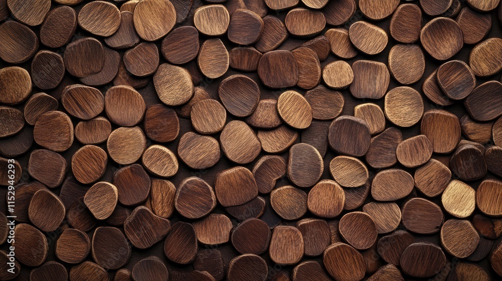 Poster natural walnut wood texture background featuring an abstract arrangement of circular walnut slices i