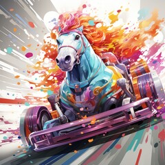 horse in the rain By Generated AI