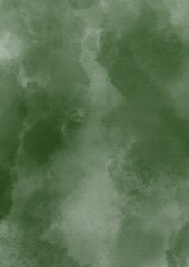 Abstract watercolor deep green texture with swirling patterns resembling natural elements in a serene atmosphere