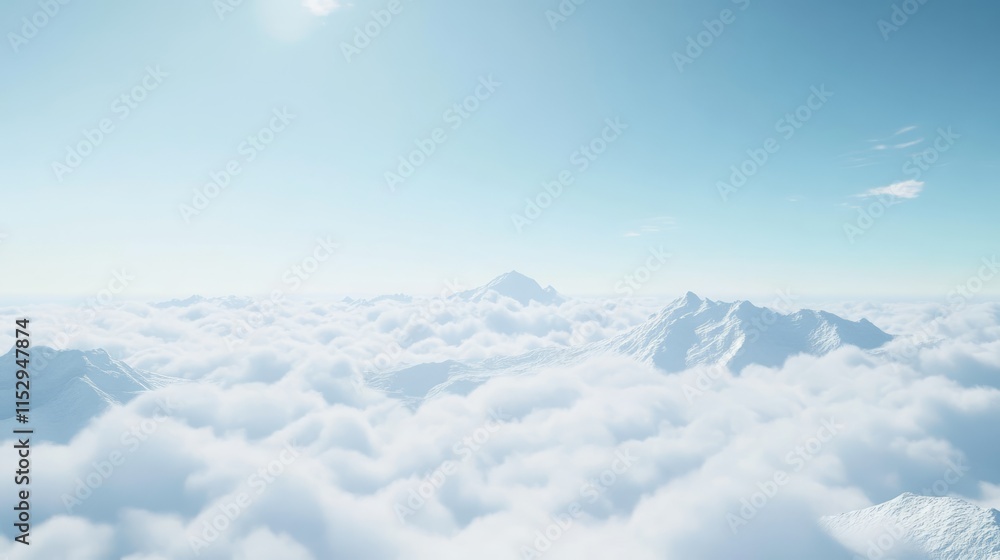Poster aerial view of soft white clouds with a serene blue sky creating a tranquil natural landscape backdr