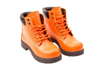 orange safety boots isolated on transparent background. Generative ai