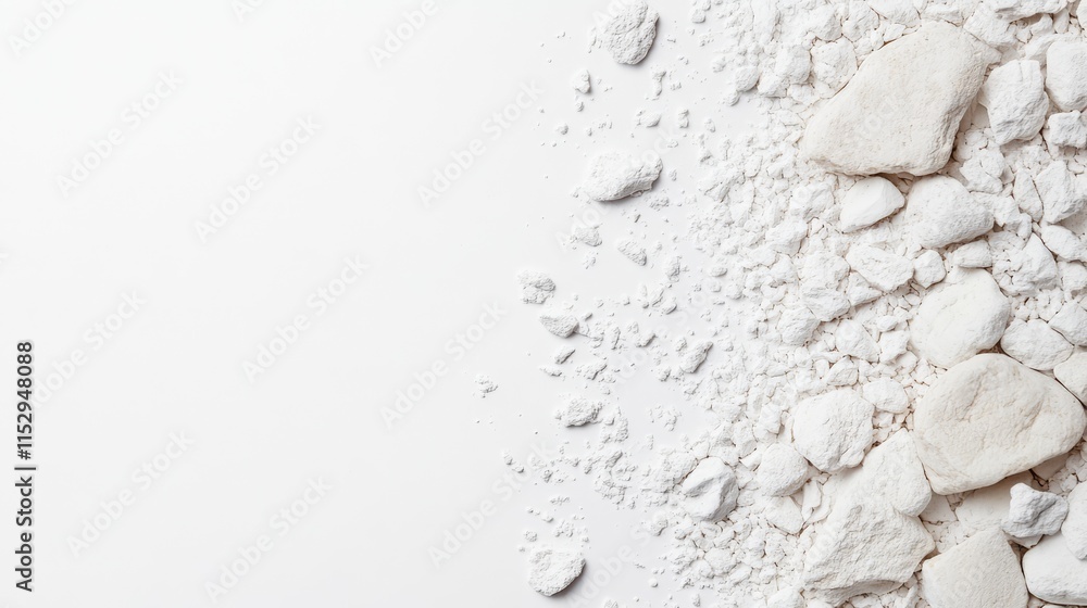 Poster natural white pebbles and fine gravel on a light background creating a serene and minimalist texture