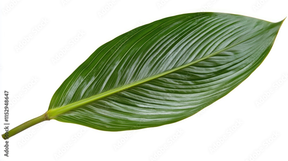 Poster coconut tree leaf isolated on white background with clipping path showcasing its vibrant green color