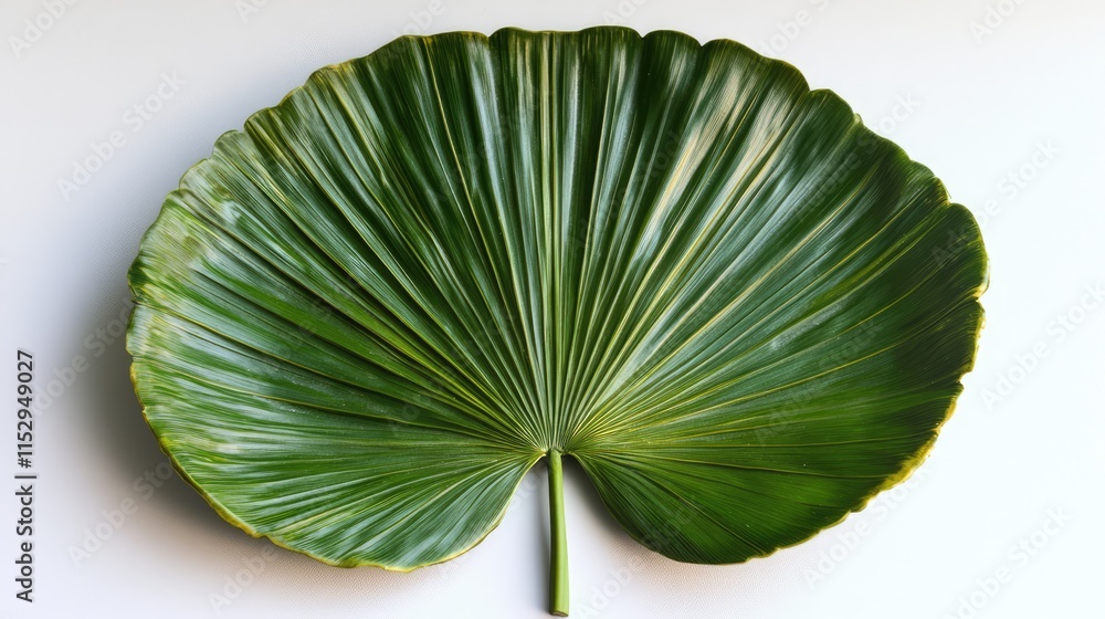 Poster large palm leaf with intricate green texture showcasing natural patterns for decorative and design p