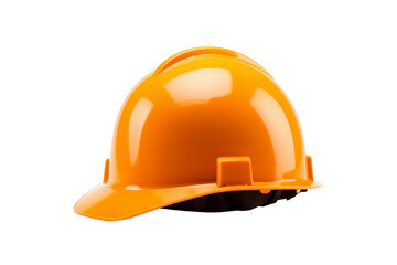 orange safety helmet isolated on transparent background. Generative ai
