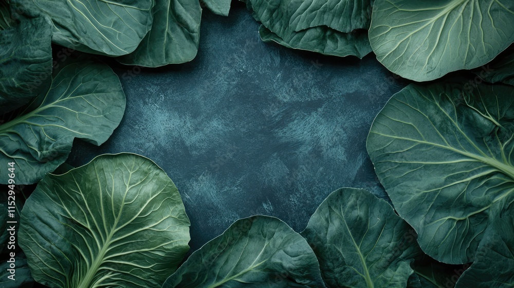 Poster pak choy leaves on textured background creating a fresh and vibrant culinary atmosphere for food-rel