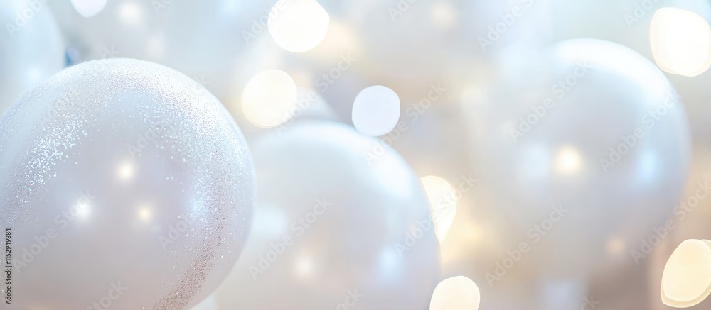 Aufkleber large white festive balloons glowing softly with selective focus and bokeh background creating a dre