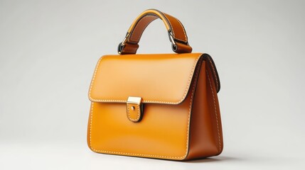 Stylish orange leather handbag for women on a minimalist background showcasing modern fashion design and elegance
