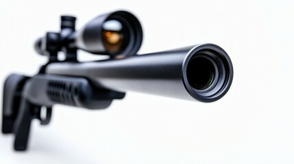 Sniper Rifle Scope Aimed at Target in Precision Military