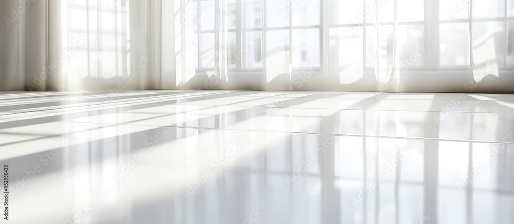 Poster glossy linoleum floor texture on white background with natural light creating a serene ambiance idea