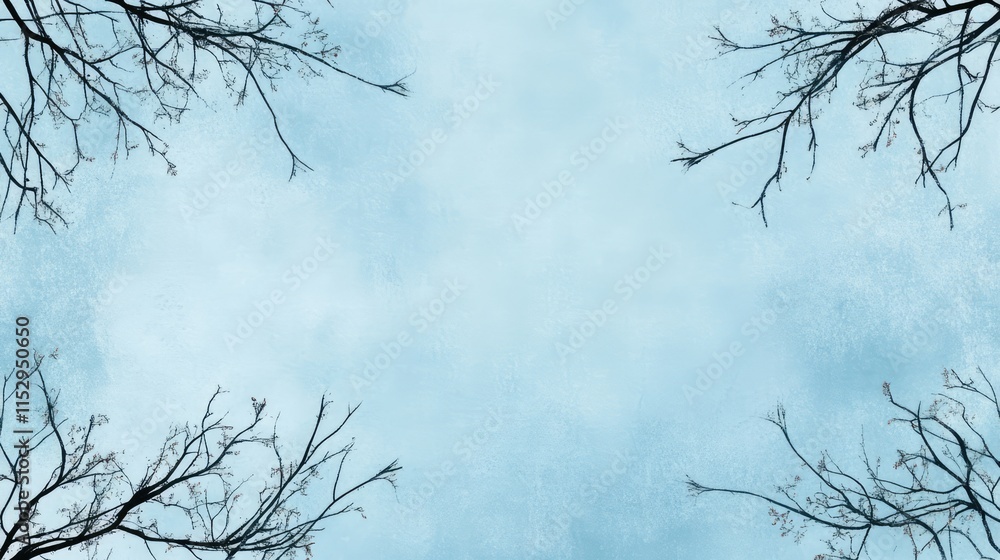 Poster leafless branches against a soft blue sky providing ample copy space for design and creativity eleme