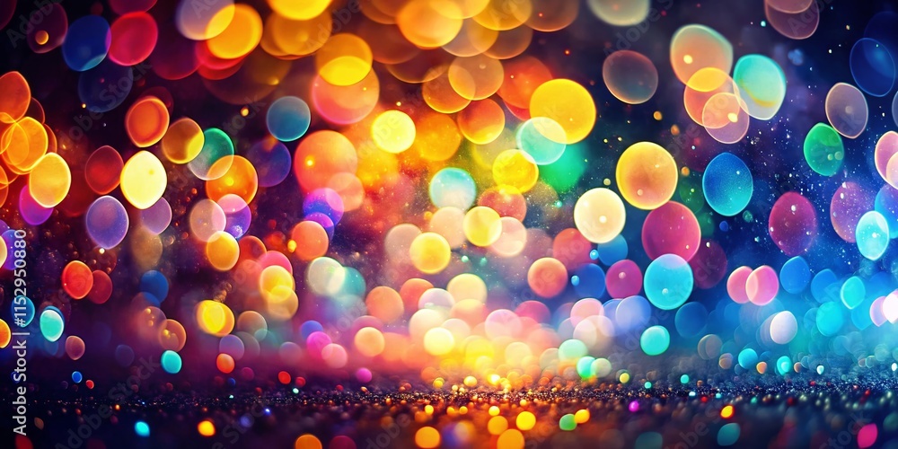 Poster abstract bokeh circles: soft focus background with colorful lights