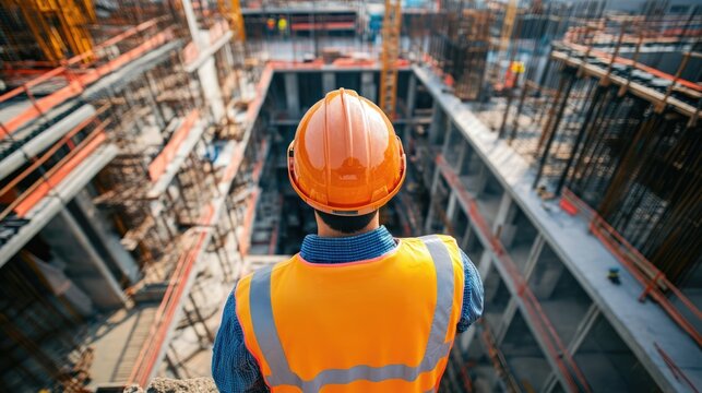 Data processing in construction management depicting global business finance and innovative technology integration at a construction site