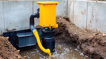 Sump Pump System, underground water drainage Concept