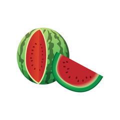 Red Watermelon Freshness Illustrated in Artwork