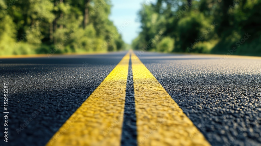 Poster abstract blurred perspective of a road surrounded by trees ideal for background use in design and ad