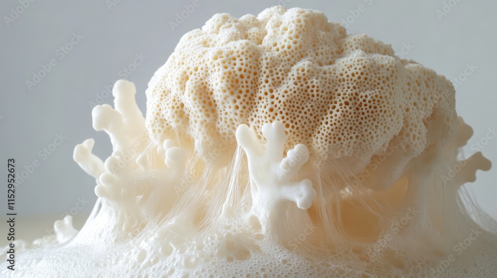 Aufkleber cauliflower mushroom resembling a sea sponge in a close-up view showcasing its unique texture and or
