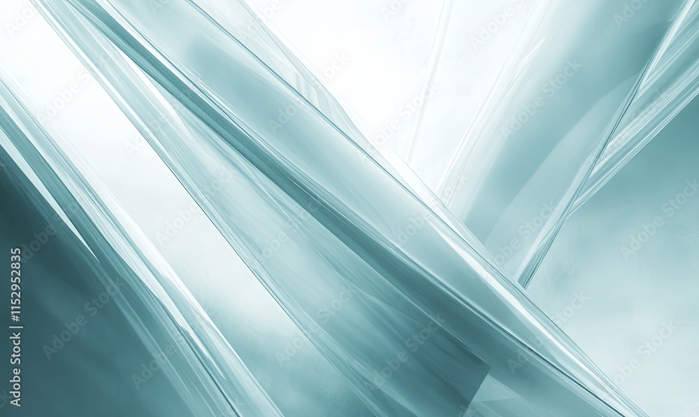 Poster abstract teal and white diagonal lines converging to a bright light source, creating a dynamic and m