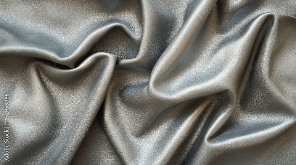 Poster gray leather texture closeup showcasing smooth folds and reflective surface ideal for design and gra