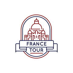 Simple Logo with Sacre-Coeur Basilica France tour icon. Simple Logo with Sacre-Coeur Basilica icon for social media, app, and web design. Vector illustration. Vector illustration