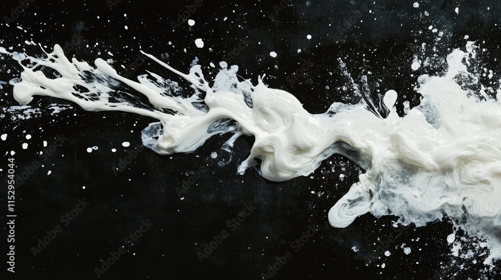 Aufkleber dynamic white paint splash on a black background showcasing artistic movement and contrast in fluid 