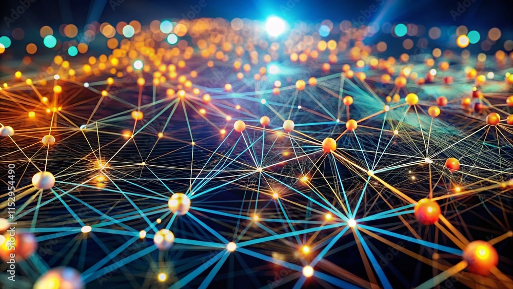 Aufkleber abstract digital network: big data visualization, science background, high-resolution ai generated i