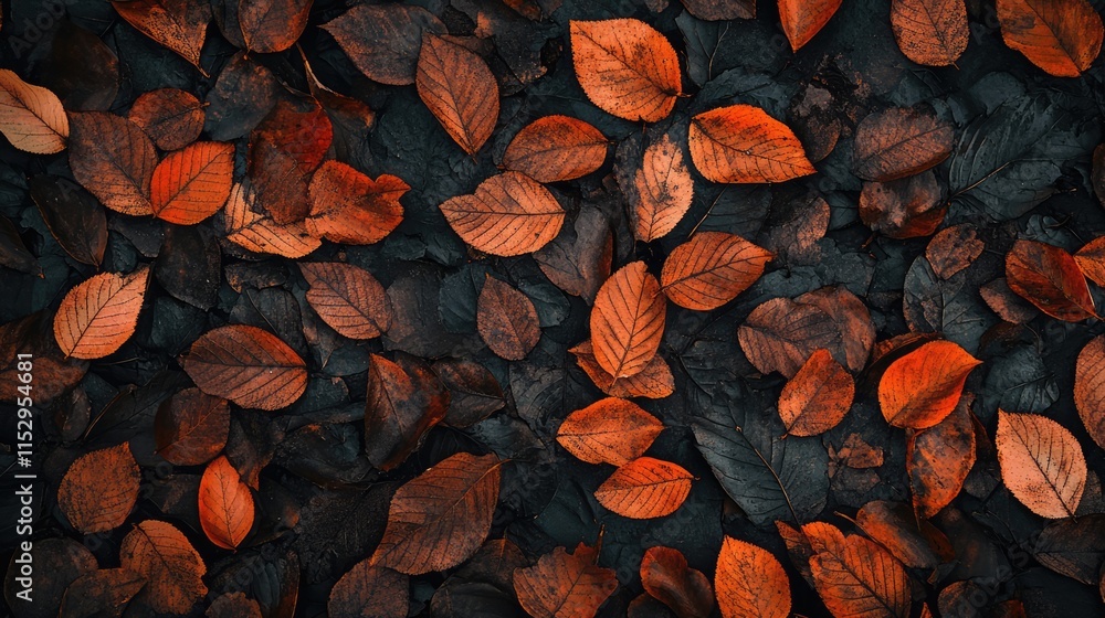 Poster autumn leaves texture in vibrant colors creating a natural background for design and creative projec