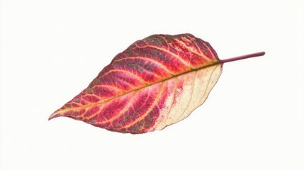 Isolated vibrant coleus leaf showcasing intricate patterns and colors on a clean white background for botanical illustration or design use.