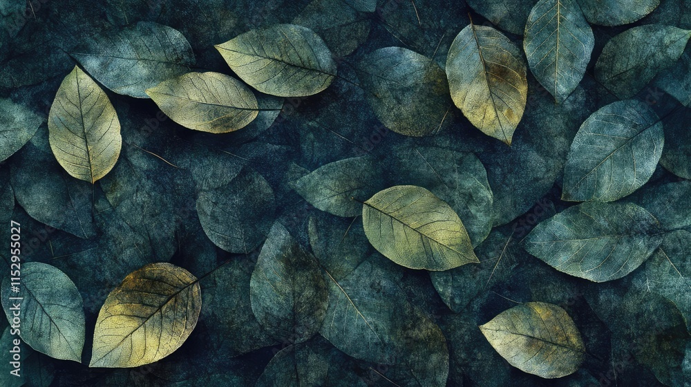Poster leaf texture background with varying shades and patterns ideal for environmental design and natural 