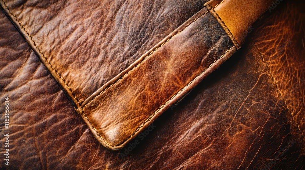 Poster detailed closeup of rich textured leather surface showcasing natural patterns and color variations f