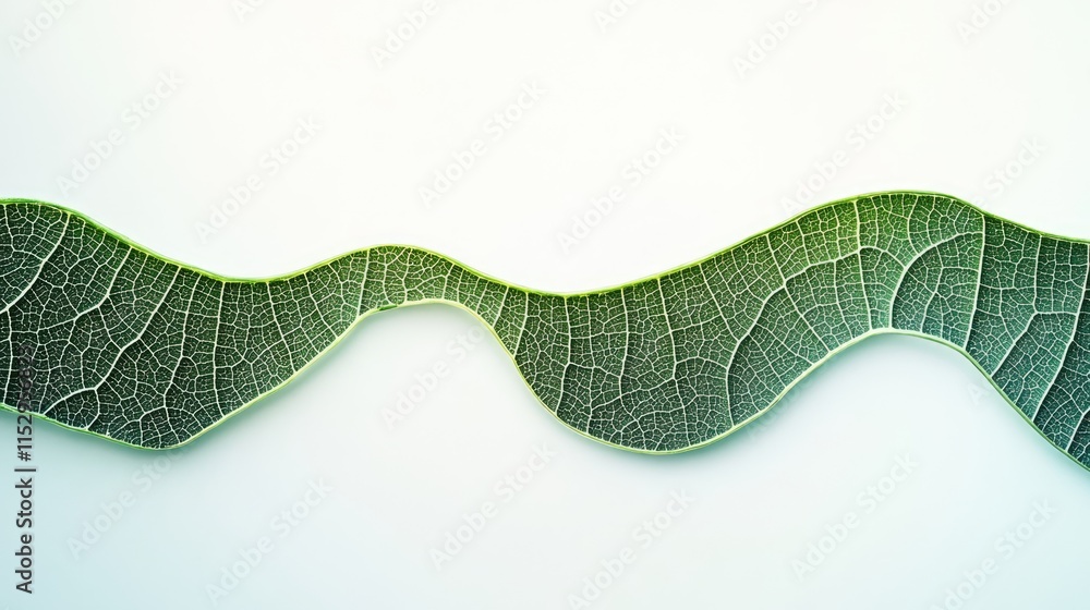 Poster intricate green leaf pattern showcasing natural textures and wavy design on a soft light background 