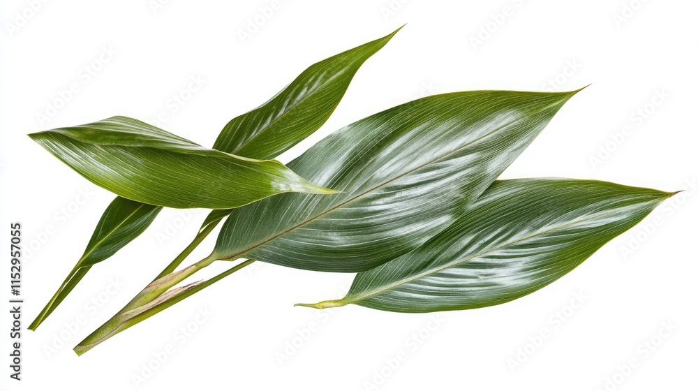 Poster coconut tree leaves isolated on a white background with clipping path for use in botanical designs a