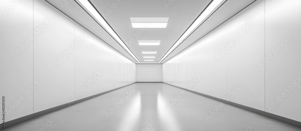 Poster vacant modern corridor with neutral walls and soft lighting perfect for architectural visualization 