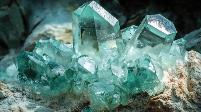Mineral specimens of spodumene and apophyllite showcasing intricate crystal formations and vibrant colors on rocky surface
