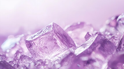 Purple toned ice cubes on a soft background ideal for creative and aesthetic designs and visuals.