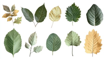 Fototapeta premium Diverse Leaf Color Palette Showcasing Shades of Green and Seasonal Changes in Plant Foliage Ideal for Nature Inspired Designs