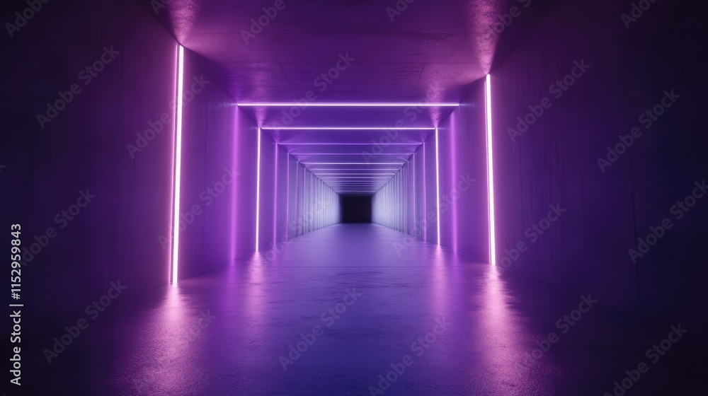 Poster futuristic tunnel illuminated with vibrant led lights creating a mesmerizing and dynamic atmosphere 