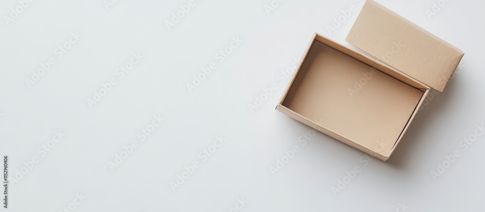 Poster empty open gift box on a clean white surface creating a minimalistic and elegant presentation for va