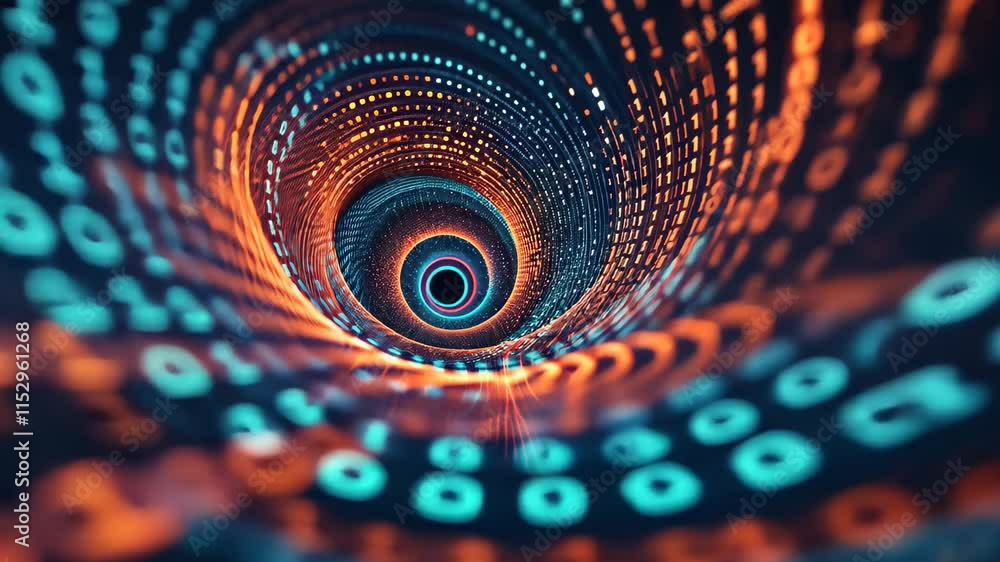 Aufkleber an abstract video featuring a tunnel composed of vibrant blue and red colors, creating a visually st