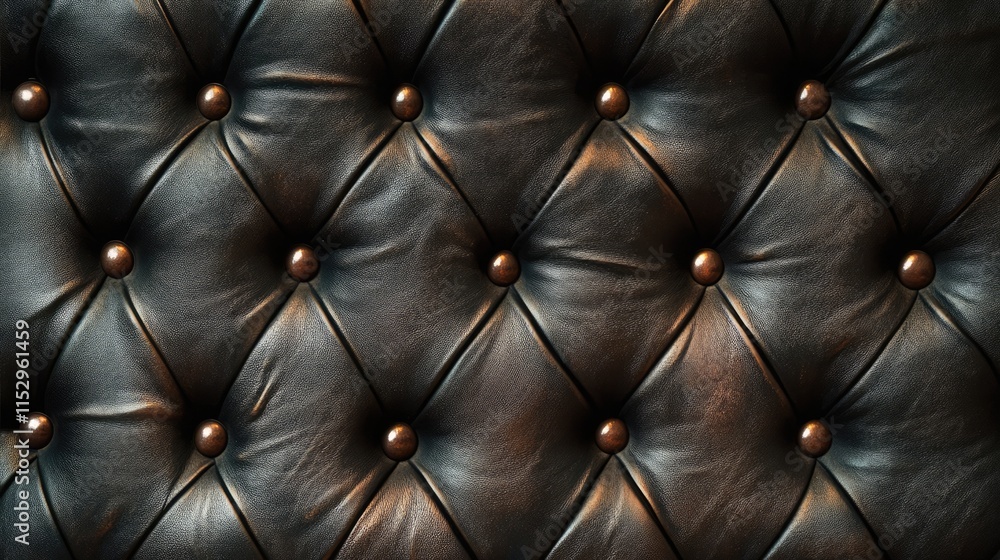 Poster textured dark leather background with tufted design and decorative buttons for use in various design