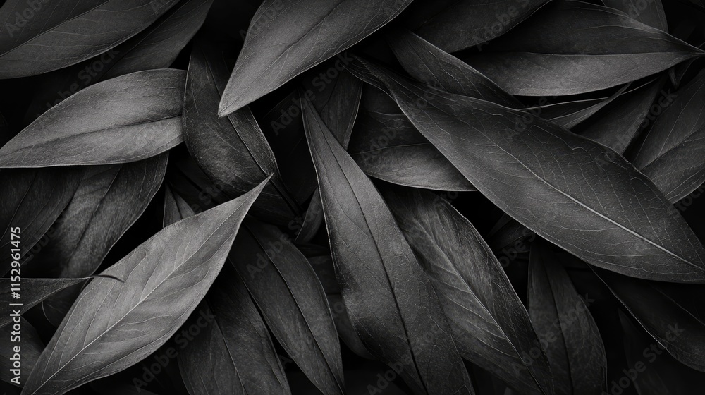Poster dark green leaf texture with intricate details and rich shadows creating a serene and natural backgr