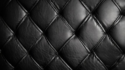 Elegant black leatherette texture with diamond quilted pattern ideal for stylish backgrounds in design and photography.