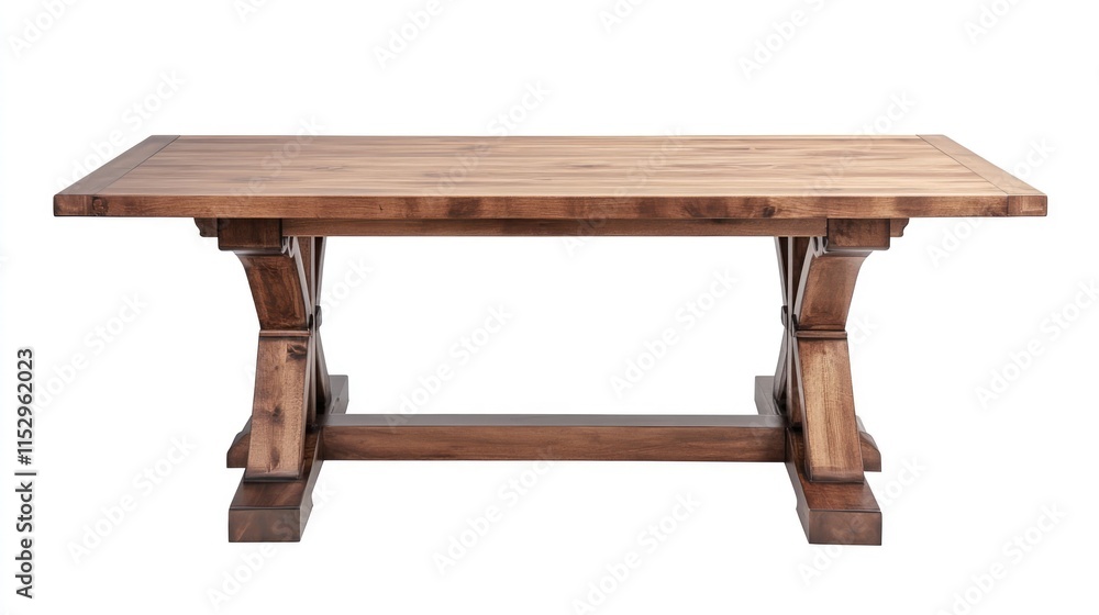 Poster rustic wooden table with sturdy design isolated on a white background showcasing craftsmanship and e