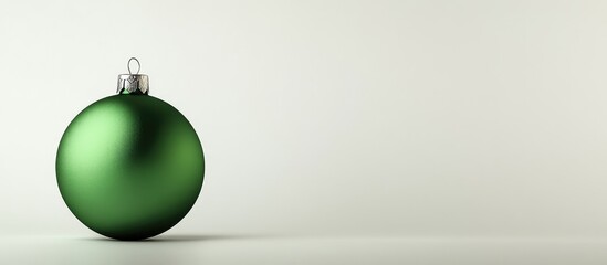 Elegant green holiday ornament showcased against a minimalistic white background for festive design and decoration concepts.