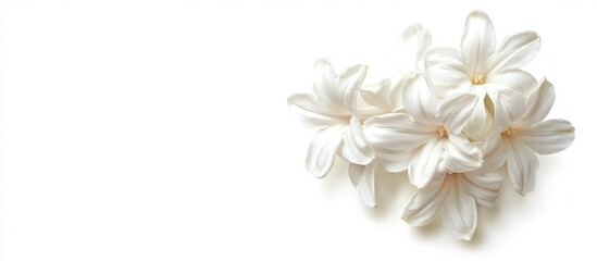 Obraz premium Elegant arrangement of white hyacinth flowers isolated on a white background perfect for floral designs and nature themed projects