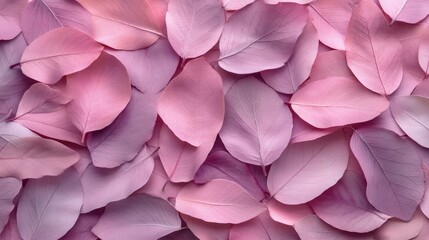 Naklejka premium Soft pastel leaves background showcasing a variety of pink hues ideal for nature-inspired design and creative projects.